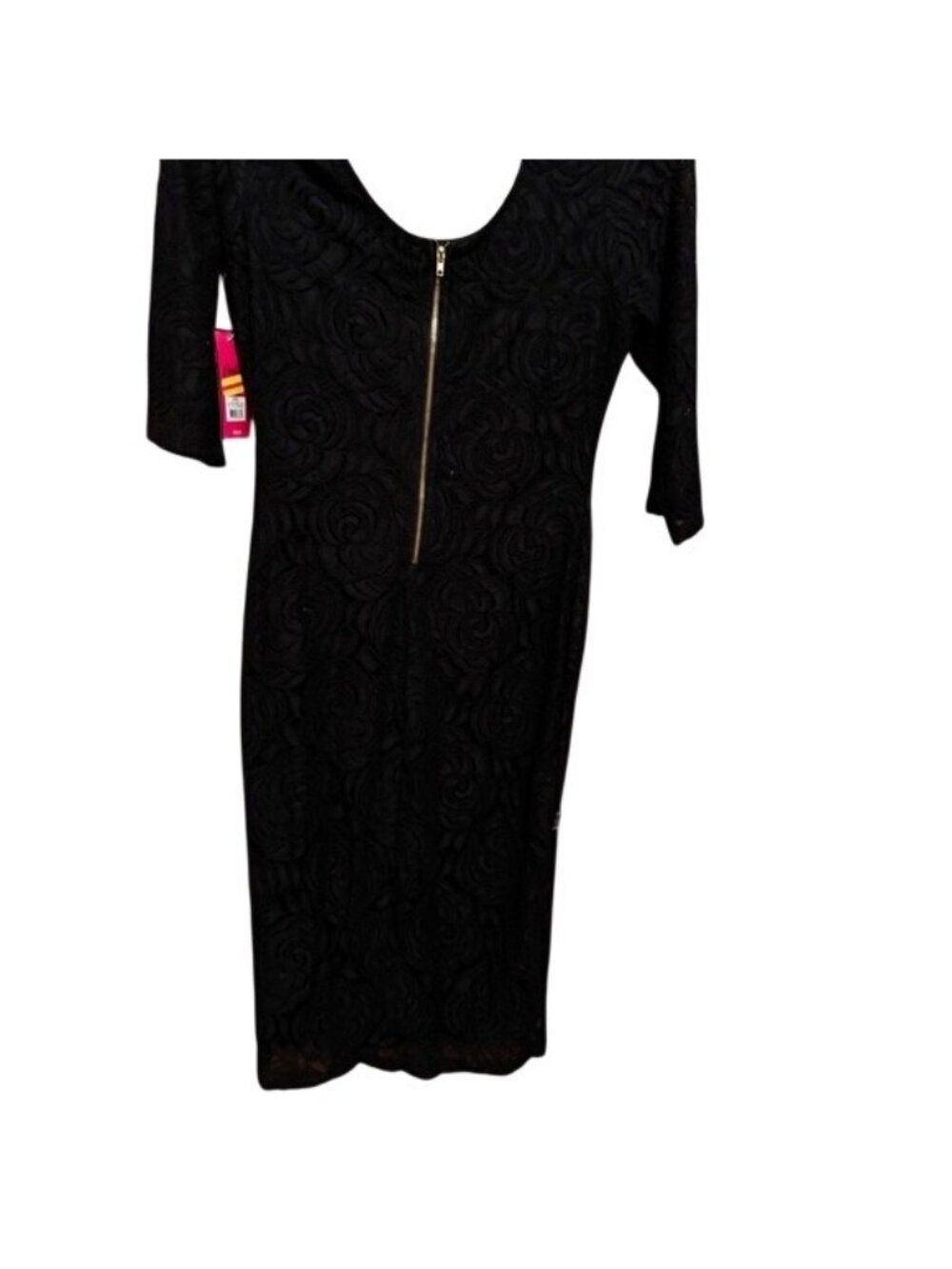 Candie's Black Sheath Dress with 3/4 Sleeves and Scoop Neck